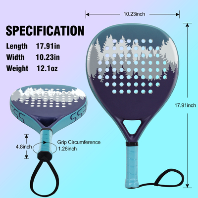 26cm dimensione del viso WOOWAVE Fibra di carbonio personalizzata EVA Memoria Core Beach Padel Racket