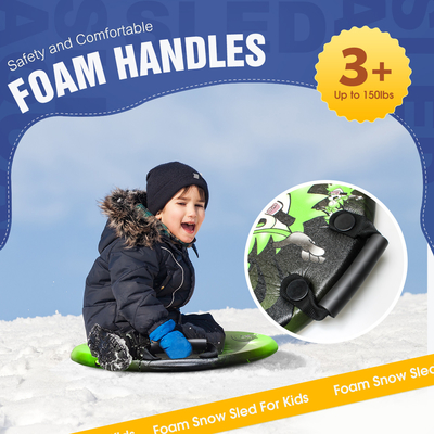 Requisiti del cliente 21 pollici verde IXPE Ski Snow Board Snow Tube Sled con maniglie