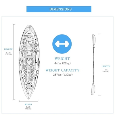 WOOWAVE 2.7M Professional OEM/ODM Kayak Single Person Canoe Kayak con dettagli del pacchetto