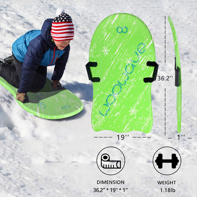 3&quot; Woowave Durable Green Adult Snow Ski Sled Migliori slitte da neve in schiuma per bambini e adulti 1&quot; Spessore della tavola