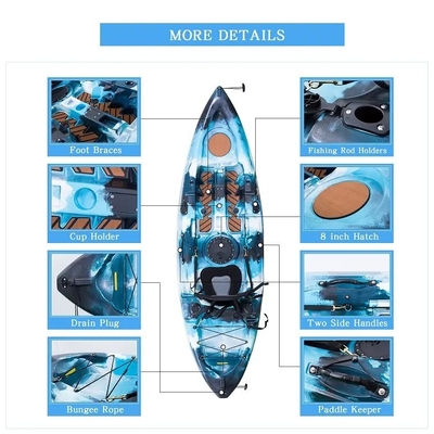 Unisex Woowave Single Seat Plastic Kayak Paddle per la pesca e la canoa Accessibile