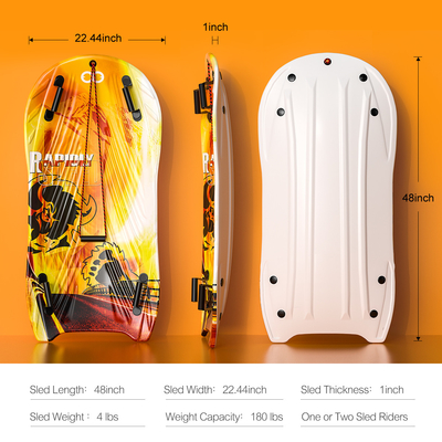 Adulto 122cm Woowove Custom Snowboard Spuma HDPE Plastico Snow Sled con 2 maniglie Tirare la corda