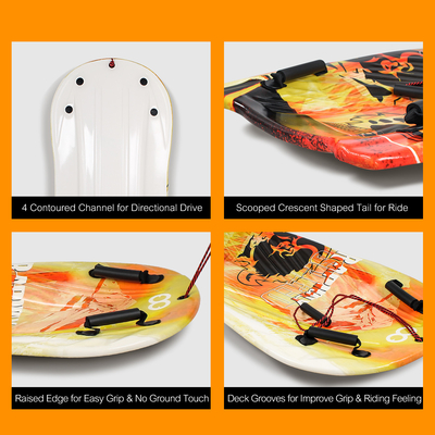 Adulto 122cm Woowove Custom Snowboard Spuma HDPE Plastico Snow Sled con 2 maniglie Tirare la corda