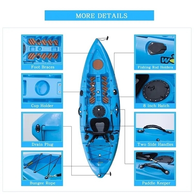 Single LLDPE Plastic Kayak Canoe di pesca Paddle Ocean Kayak per prestazioni senza pari