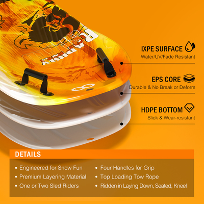 XPE EPS HDPE Snow Sled Boarding Snowboards per adulti e bambini Woowave Spesso Slide