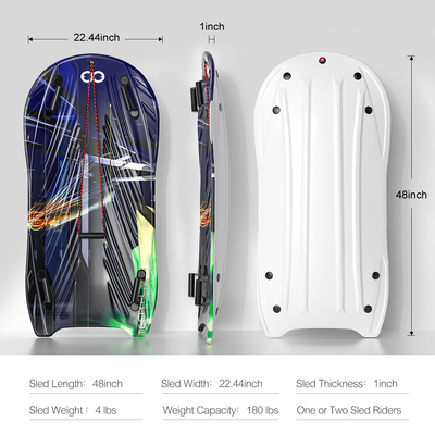 EPS Core Snow Sleds per gli adulti sci invernale Snowboard in plastica con maniglia a corda