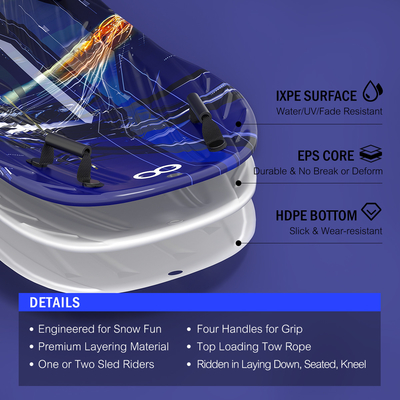 EPS Core Snow Sleds per gli adulti sci invernale Snowboard in plastica con maniglia a corda