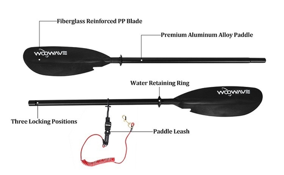 Occasione Laghi Fiumi Woowave Kayak Paddle Alloia di alluminio 2 pezzi Paddle regolabile per barca