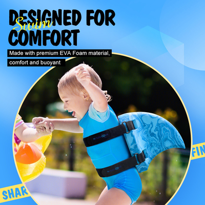 Kickboard di allenamento in piscina per bambini Fino di squalo galleggiante EVA Accessoiri cintura blu