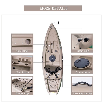 1 persona a pedali azionamento di pesca kayak a Woowave gonfiabile con caratteristiche standard guinzaglio