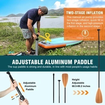 Leash di surf a colori personalizzati Woowave ISUP Bodyboard 10'2' per Lakes Rivers and Design