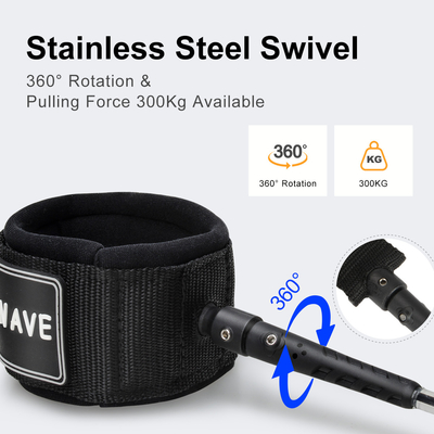 TPU Straight Surf Leash con bobina di poliuretano e cinghia per polso imbottita a uno strato