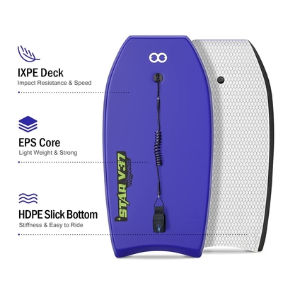 Corridori 5'5'5'9' 165cm-175cm 42&quot; EPS Core Bodyboard con guinzaglio da surf giallo/blu/verde