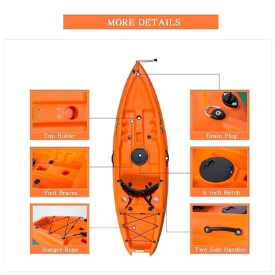 Materiale LLDPE/HDPE 2,2m Canoa di kayak arancione per sport acquatici e divertimento in famiglia