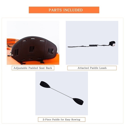 Materiale LLDPE/HDPE 2,2m Canoa di kayak arancione per sport acquatici e divertimento in famiglia