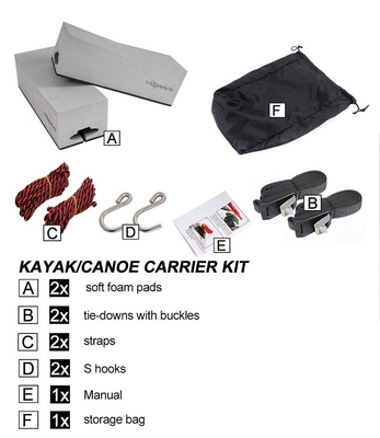 50 kg di capacità di carico Kit per il tetto del carrello per kayak/canoa Etichetta tessuta o etichetta in PVC