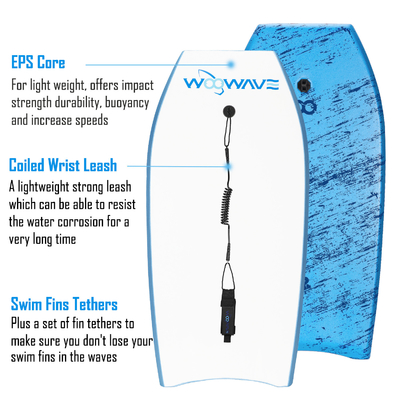 Blue XPE Bodyboard con Leash Your Key per un'epica esperienza di surf da Woowave