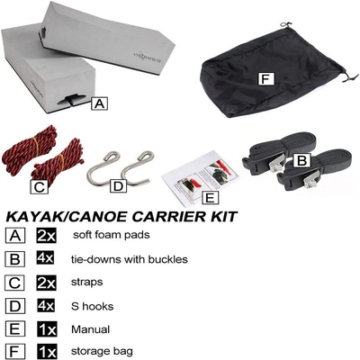 EVA Pads per il tetto in schiuma per laghi fiumi WOOWAVE Deluxe Kayak Carrier Kit 12 pollici