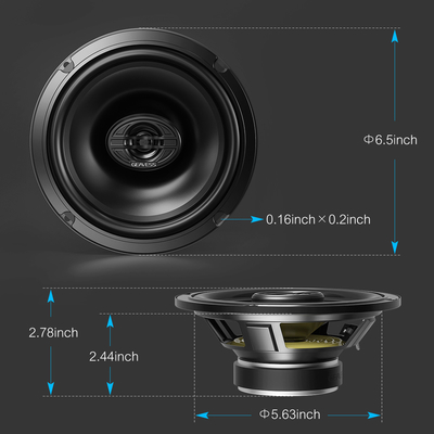 Set di 2 altoparlanti auto coassiali a gamma completa con subwoofer da 6,5 pollici e tweeter da 1500 Hz