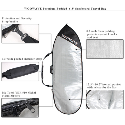 Borsa da viaggio per surfboard spessa su un lato per longboard SUP Wakesurf bodyboard
