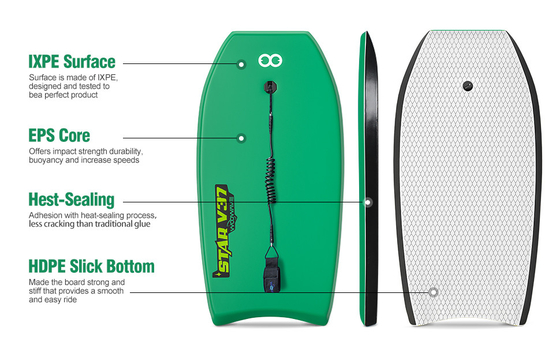 Bodyboard personalizzato Blu/Giallo/Verde 37'' Foam Board Swim Surfboard per il divertimento in acqua