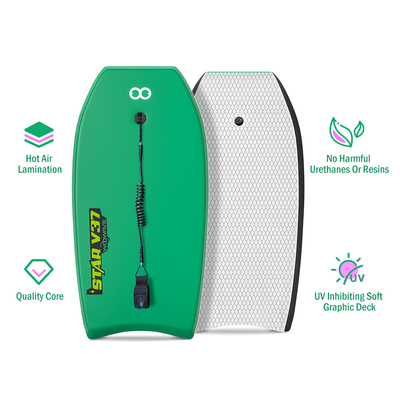 Bodyboard personalizzato Blu/Giallo/Verde 37'' Foam Board Swim Surfboard per il divertimento in acqua