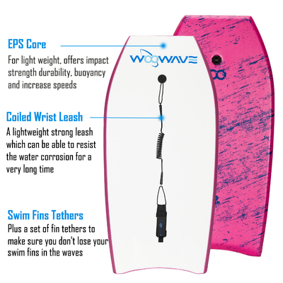 41 Inch Kids Swim Surfboard Corpo rosa Corpo con guinzaglio EPS XPE Materiale HDPE