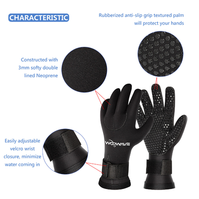 Guanti di surf a cinque dita in neoprene antiscivolo da 3 mm per immersioni e pesca a lancia