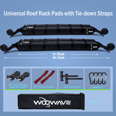 Borsa portatile inclusa Capacità di carico 65 kg EVA Universal Fit Roof Rack Pad per kayak