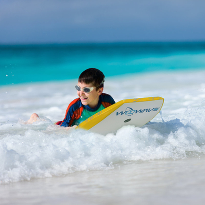 Disegno colore e logo personalizzato Giallo 33 pollici Bodyboard per il surf sui laghi Fiumi