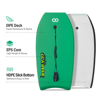 Peso della tavola 1.17lbs Woowave 33 pollici Custom Design HDPE Shortboard Bodyboard per Cavalieri