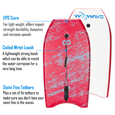 Bodyboard da 36 pollici con guinzaglio e pinne in EPS, PP, PE, schiuma, HDPE