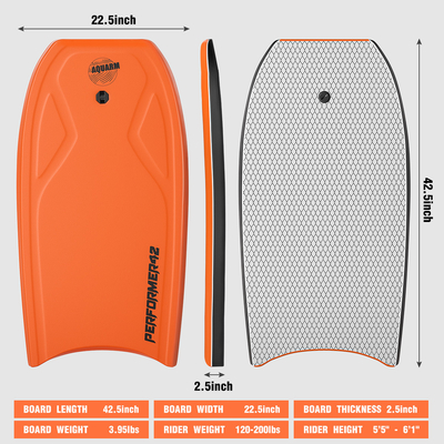 Bodyboard maschile da 42,5 pollici con core di PE Professional Surfing Essential